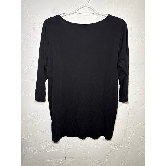 Eileen Fisher black sequin 100% silk 3/4 sleeve top womens large luxury career - Picture 5 of 8